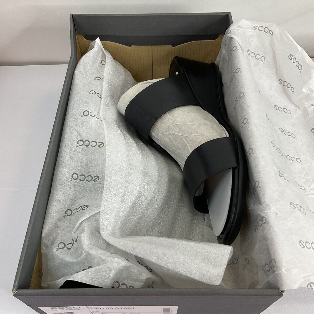 Ecco Shoes Women Sandals Sz 9-9.5 EU 40 Shape 35 Wedge Black Leather $150 Nib - Picture 10 of 13